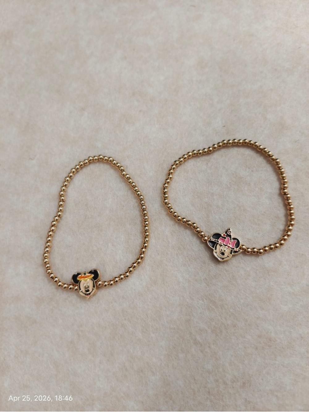 NWOT Baublebar Disney Bracelet Mickey And Minnie Mouse Beads Stretch Set Of 2 - Picture 2 of 5